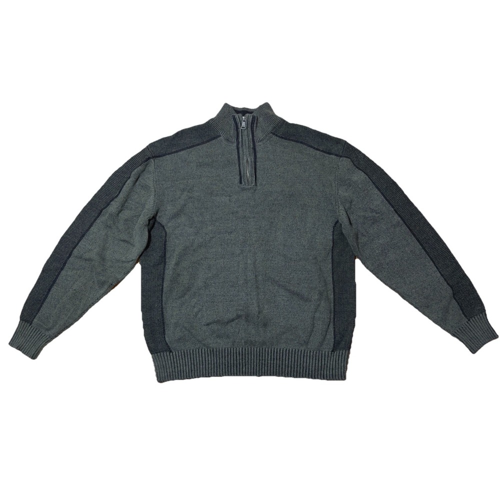 BKE Athletic Fit Men's 2XL 1/4 Zip Mock Neck Ribbed Knit Sweater Olive Green